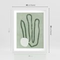 Plakat w ramie 40x50 - Spokojne Kształty Natury - zielona abstrakcja, zgaszona zieleń - rama biała