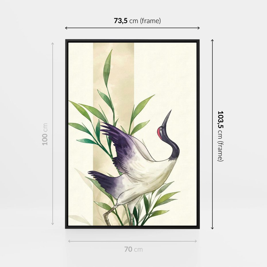 Obraz w ramie 70x100 - Migocące Ptaki - japońska sztuka, ptak - rama czarna