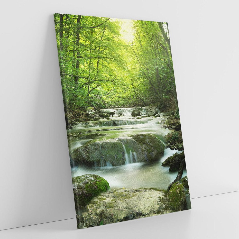 Obraz na płótnie 80x120 - Ukojenie strumienia: Spotkanie z naturą - strumyk, las