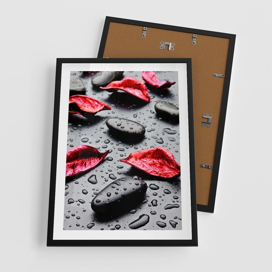 Plakat w ramie 50x70 - Spa wśród Natury - spa, kamienie - rama czarna