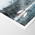 Plakat bez ramy 21x30 - Biały Domek - domek w górach, zima