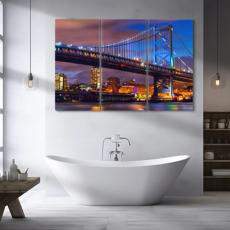 Obraz na płótnie 120x80 - Filadelfia: most nad zachodem słońca - Filadlefia, USA