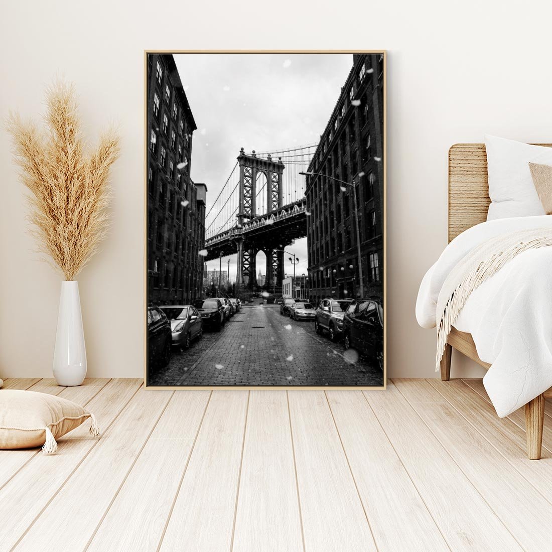 Obraz w ramie 50x70 - Ikona Miasta - Nowy Jork, most - rama drewno