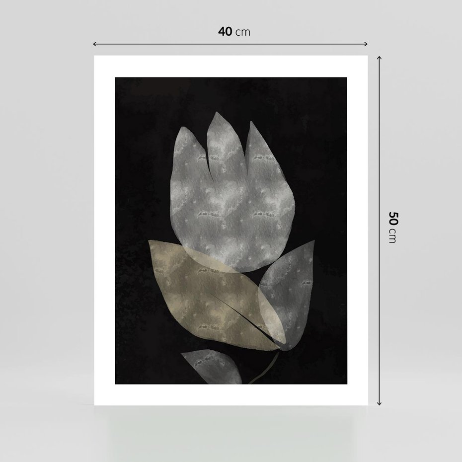 Plakat bez ramy 40x50 - Nocne Uniesienia - abstrakcyjny kwiat, mroczna atmosfera