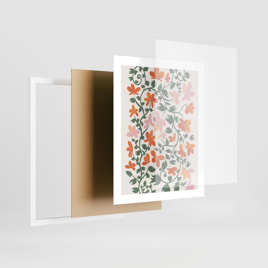 Plakat w ramie 40x50 - Kwiatowa Refleksja - kwiaty polne, plakat - rama biała