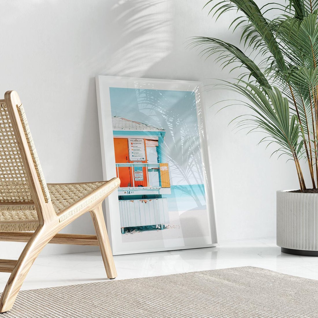 Plakat bez ramy 30x40 - Letnia Idylla - plaża, domek na plaży