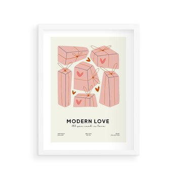 Plakat w ramie 40x50 - Nowoczesna Miłość - nowoczesna grafika, pastelowe kolory - rama biała