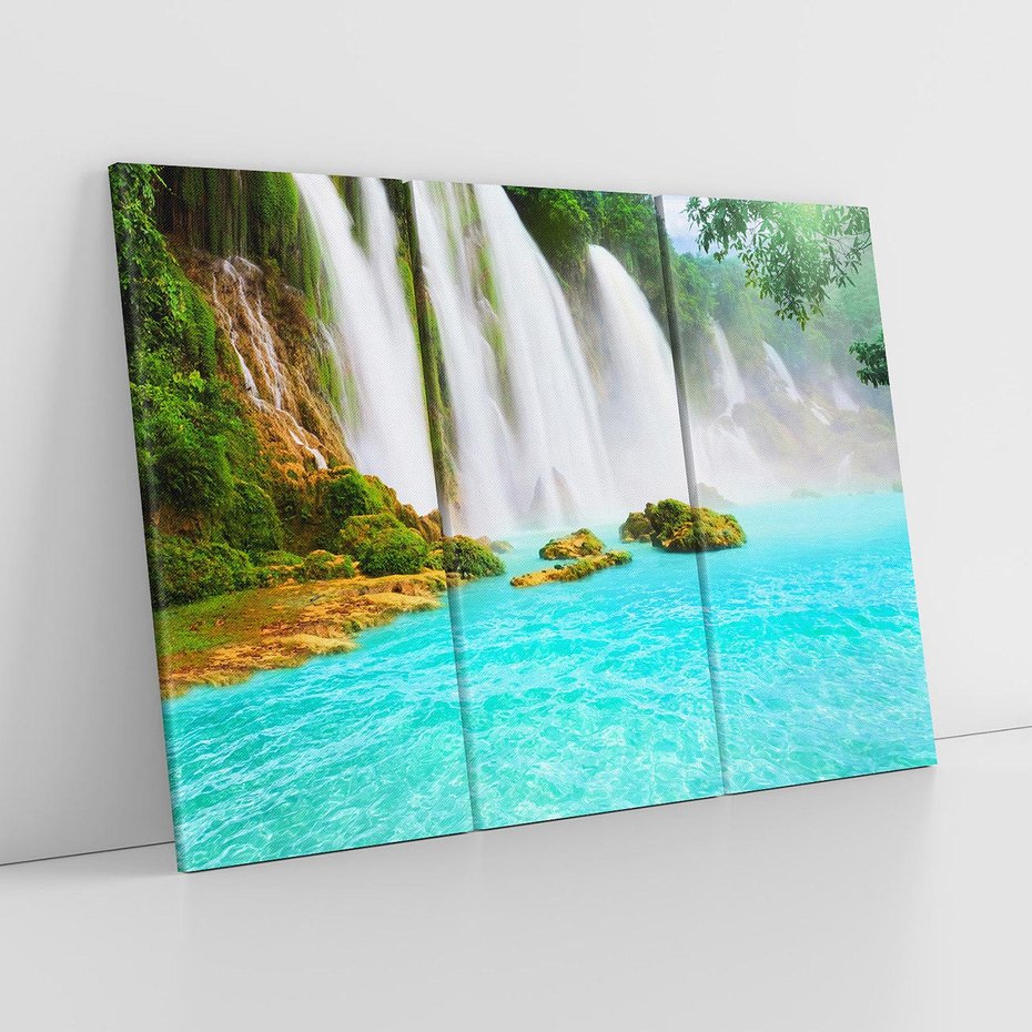 Obraz na płótnie 120x80 - Magia wodospadu - mistyczna dżungla - wodospad, dżungla