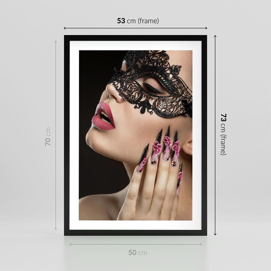 Plakat w ramie 50x70 - Piękno na tipsach - beauty, manicure - rama czarna