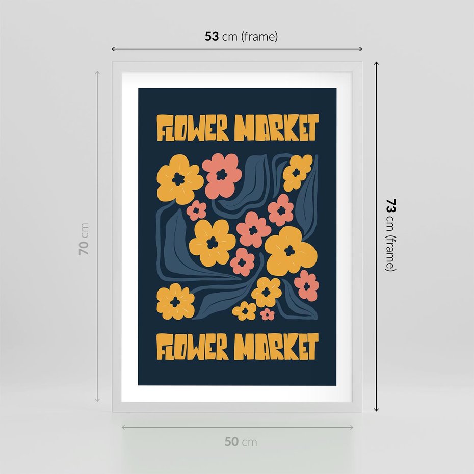 Plakat w ramie 50x70 - Impulsy Rozkwitu - plakat, granatowe tło - rama biała