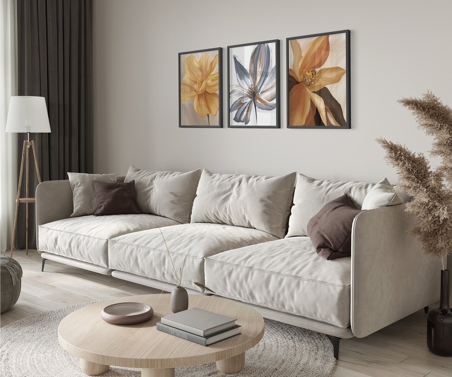 Zestaw obrazy w ramie 30x40 galeria - Kwiaty, jak, obraz, olejny, złoto - rama czarna