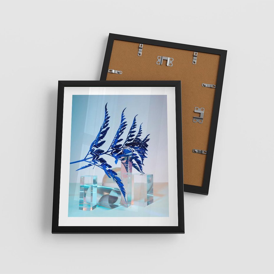 Plakat w ramie 40x50 - Intensywny Kolor Natury - liście, kobalt - rama czarna