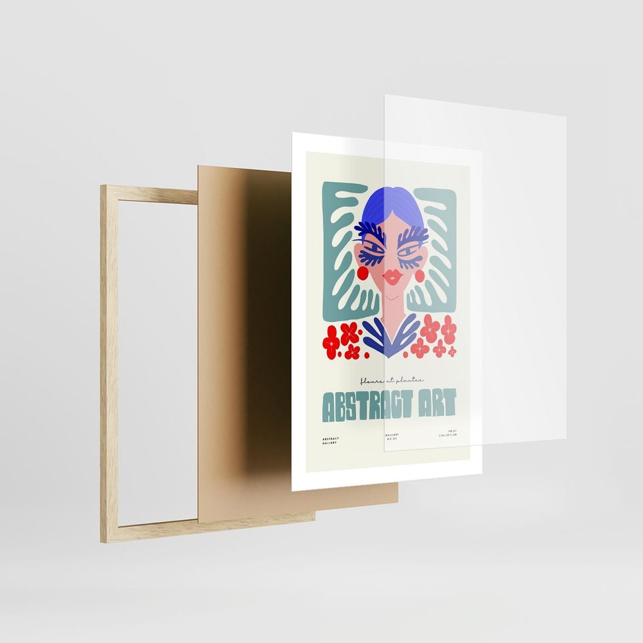 Plakat w ramie 50x70 - Podróżne Impulsy - abstrakcja, kobieta - rama drewno