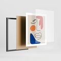Plakat w ramie 40x50 - Rozbijające Granice Kształtów - abstrakcyjny obraz, przypomina twarz - rama czarna