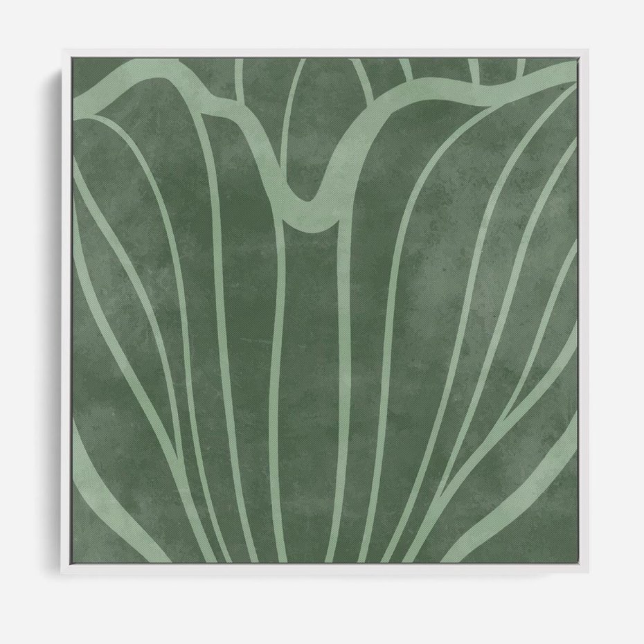 Obraz w ramie 50x50 - Zieleń Kształtująca Spokój - zielony plakat, roślinne inspiracje - rama biała