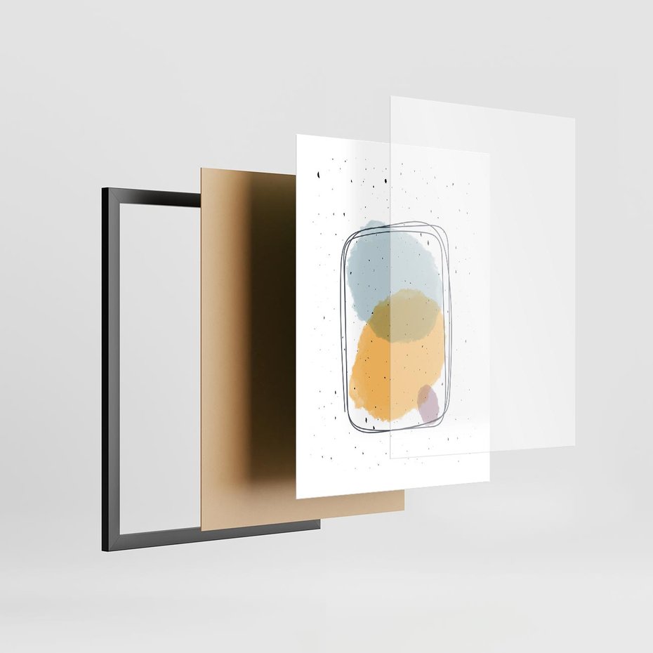 Plakat w ramie 50x70 - Wibracje Linii - abstrakcyjna kompozycja, jak ręcznie malowana - rama czarna