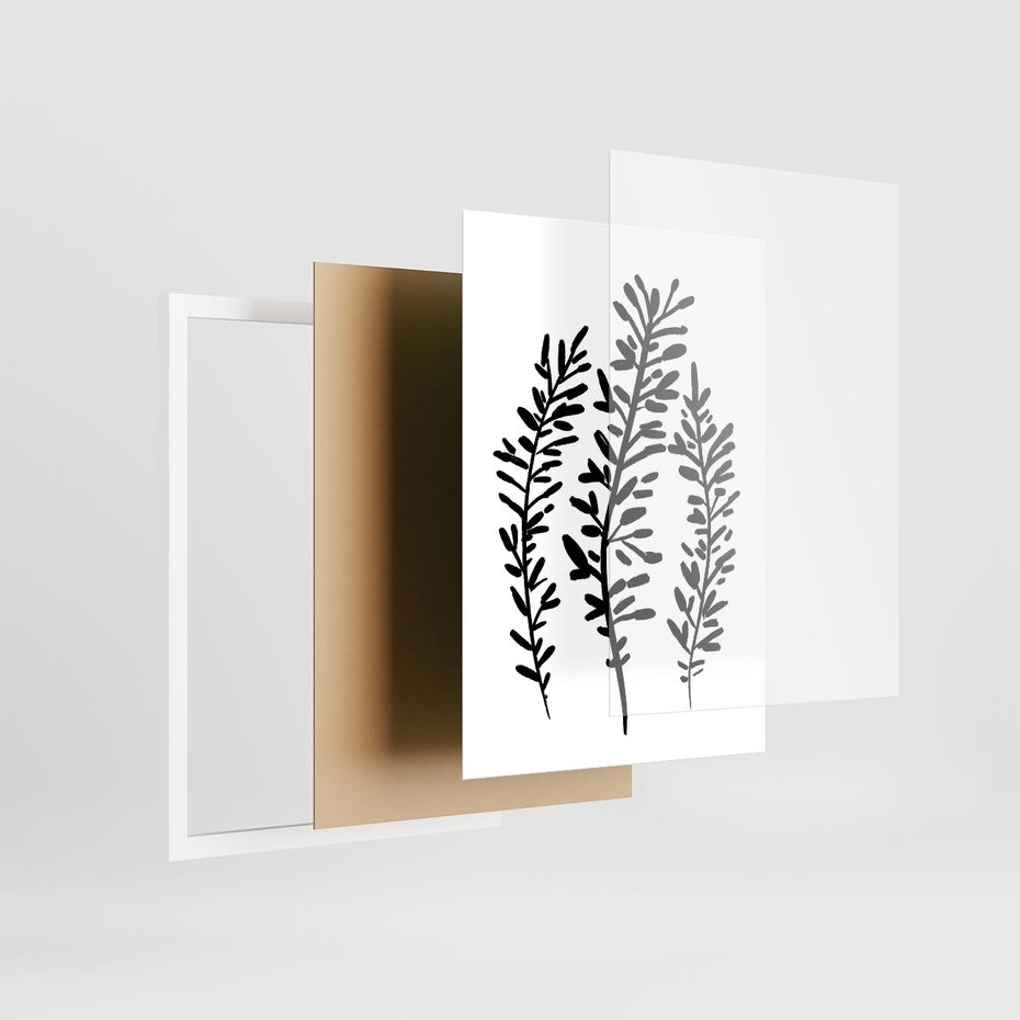 Plakat w ramie 50x70 - Spokojne Wiatrem Uginane - szkic, czarno biały - rama biała