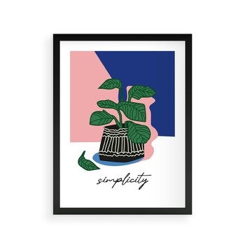 Plakat w ramie 50x70 - Tajemnicze Wibracje - tygrys, kwiaty - rama czarna