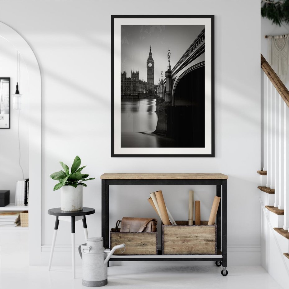 Plakat bez ramy 50x70 - Majestatyczny Big Ben w Londynie - Londyn, most