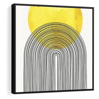 Obraz w ramie 50x50 - Słoneczne Odbicia - geometria, żółte koło - rama czarna