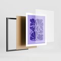 Plakat w ramie 40x50 - Migocące Boho Wibracje - kwiaty, energetyczne fioletowe tło - rama czarna