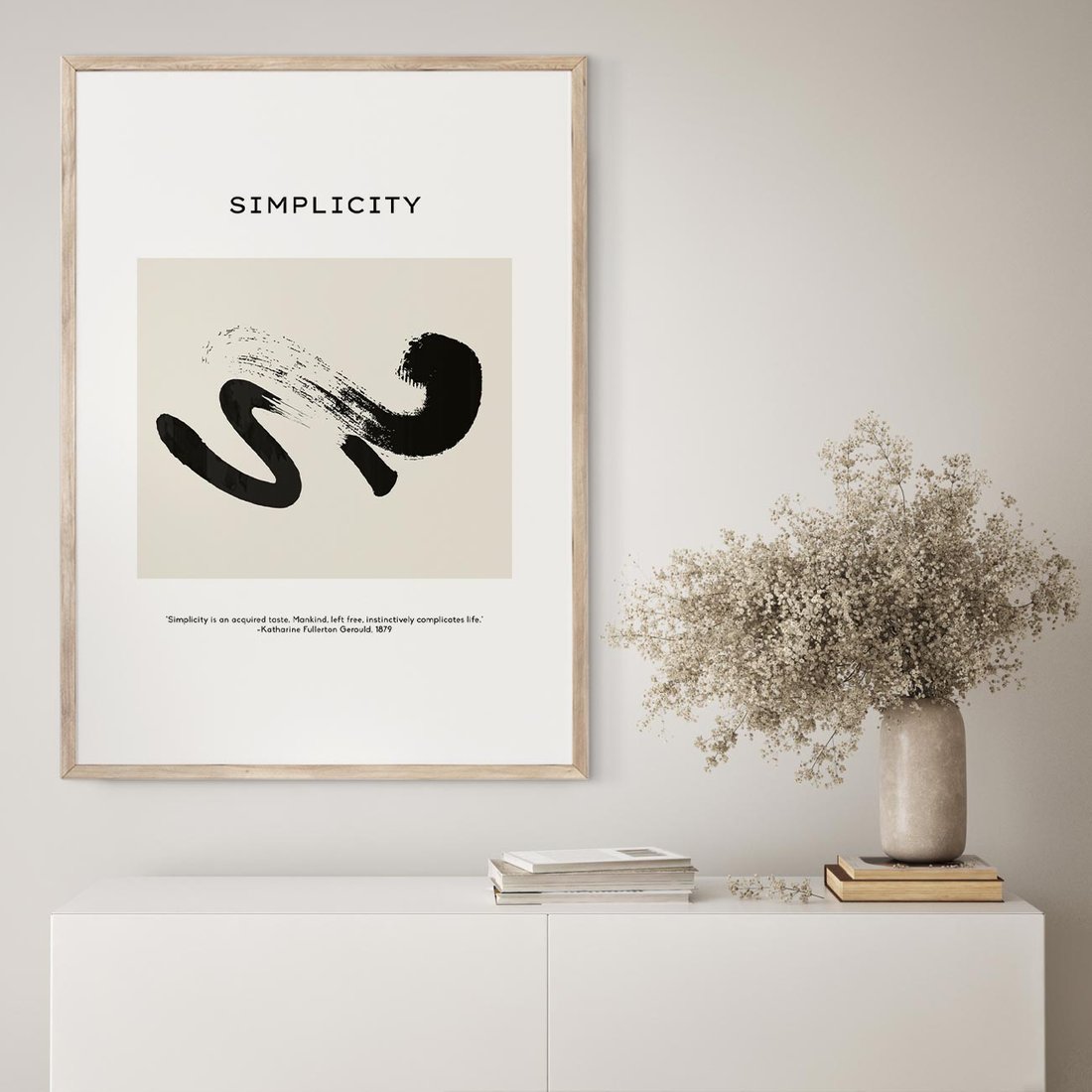 Plakat w ramie 30x40 - Prostota w kształcie - abstrakcja, maźnięcie farbą - rama drewno