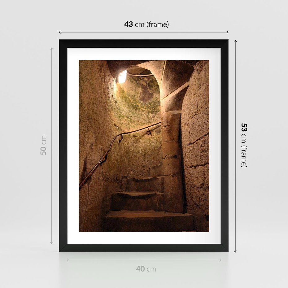 Plakat w ramie 40x50 - Perspektywa uliczki - uliczka, perspektywa - rama czarna