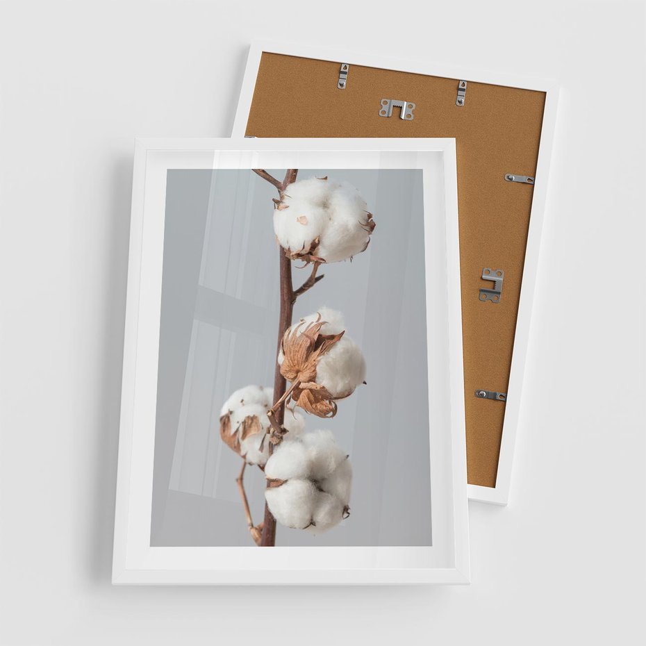 Plakat w ramie 50x70 - Bawełniana boho miękkość - bawełna, boho - rama biała