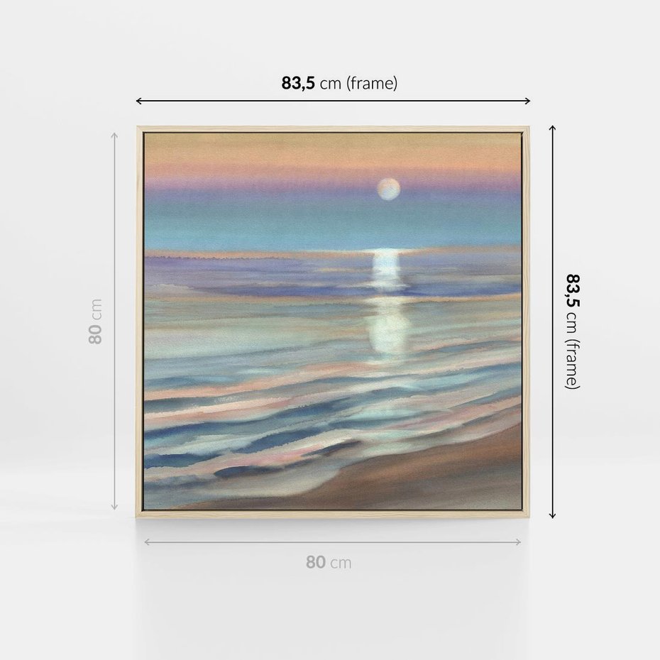 Obraz w ramie 80x80 - Witraże roziskrzonych myśli - akwarela, zamglony wschód słońca - rama drewno