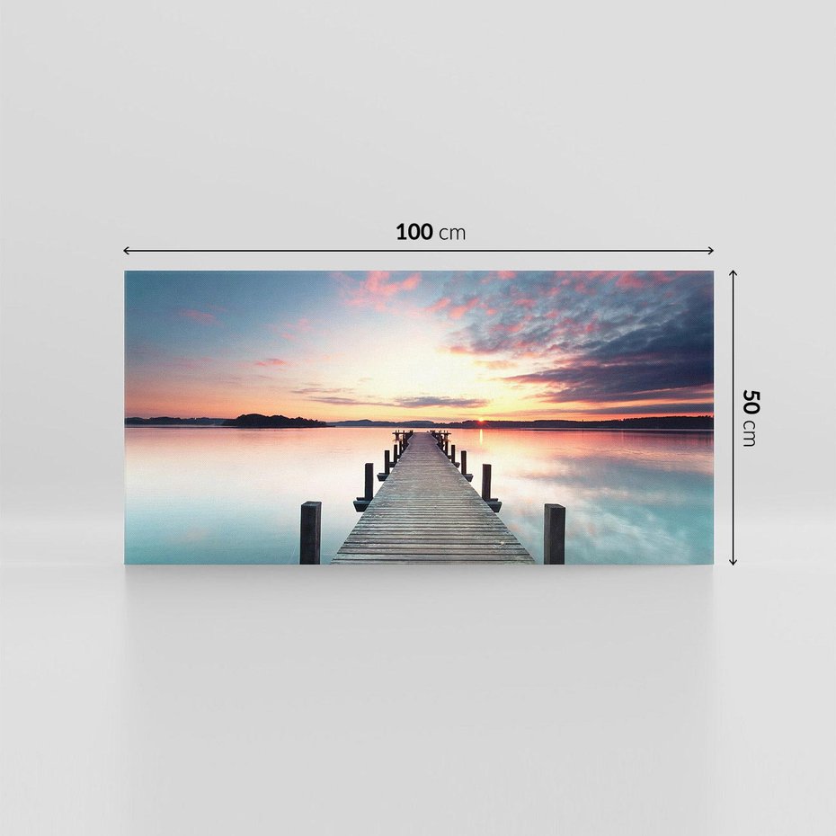 Obraz na płótnie 100x50 - Złote zachody słońca - jezioro, molo