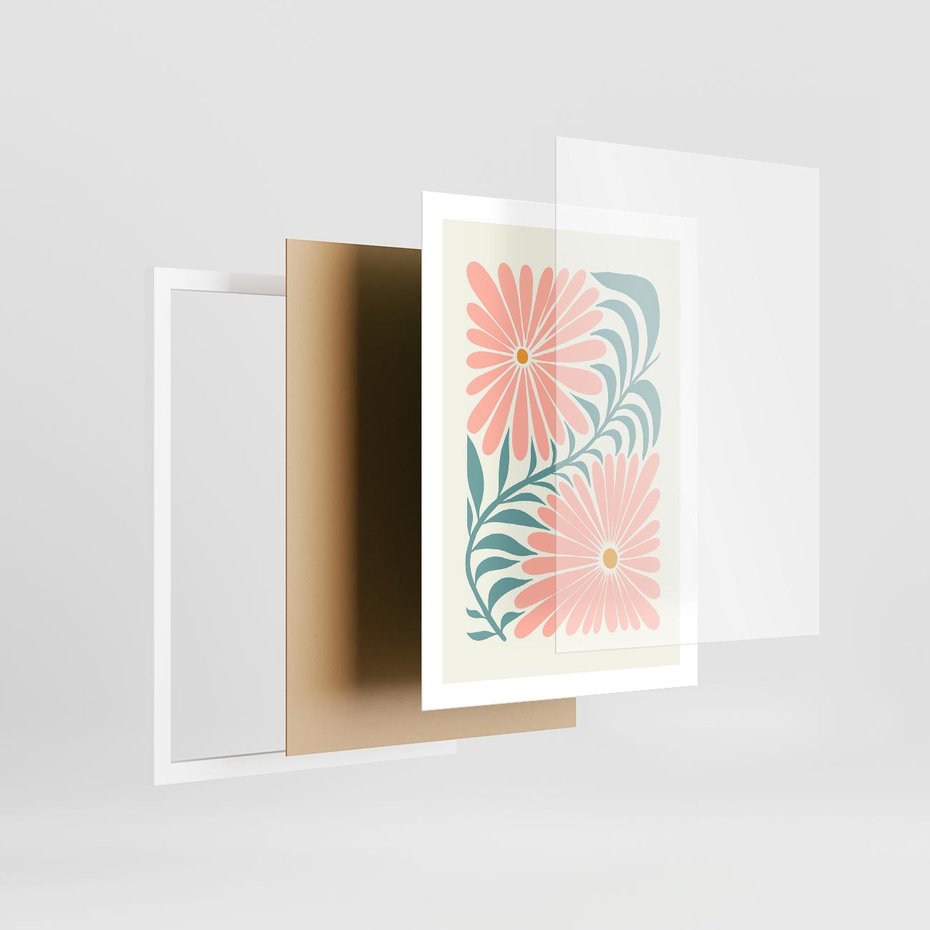 Plakat w ramie 50x70 - Kształtując Marzenia - kwiaty, sztuka nowoczesna - rama biała