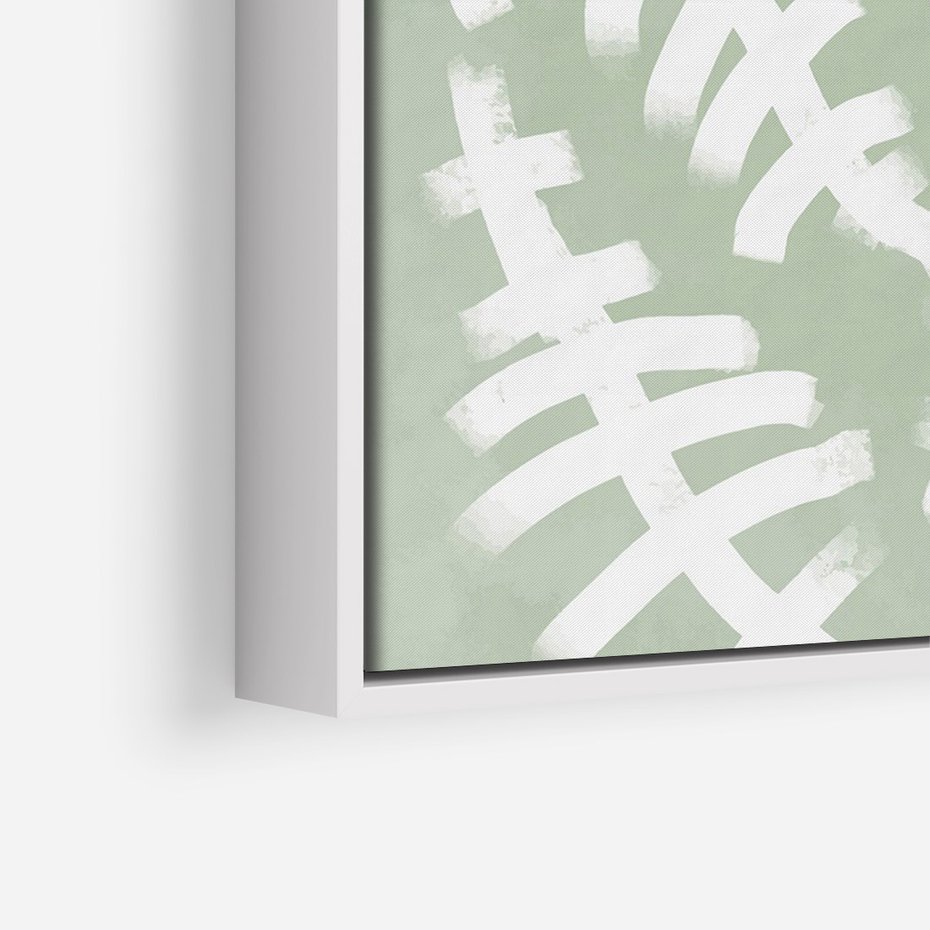 Obraz w ramie 80x120 - Oaza Zieleni - zielona abstrakcja, zgaszona zieleń - rama biała