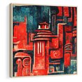 Obraz w ramie 80x80 - Mistyka Wschodnich Światów - orientalna sztuka, nawiązanie do Japonii - rama drewno