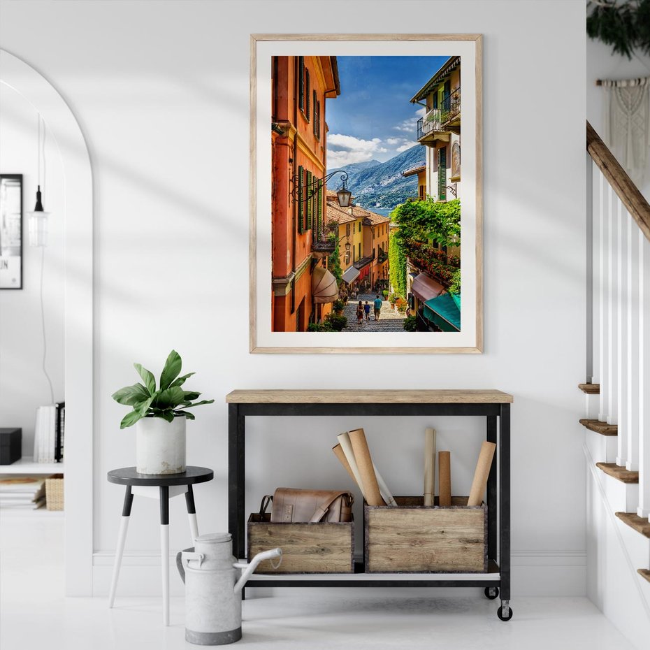 Plakat w ramie 50x70 - Tropienie Nieskończoności - uliczka, perspektywa - rama drewno