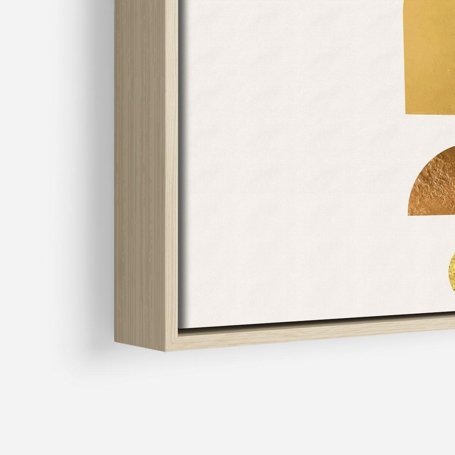 Obraz w ramie 80x80 - Abstrakcyjne Wzory - geometryczne złote kształty, tekstura - rama drewno