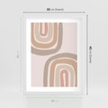 Plakat w ramie 30x40 - Migotliwe Tęczowe Przestrzenie - abstakcyjne tęcze, delikatne odcienie beżu - rama biała
