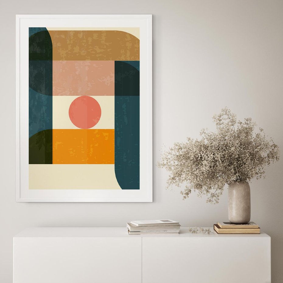 Plakat w ramie 50x70 - Geometryczna Ekspresja - geometria, plakat - rama biała