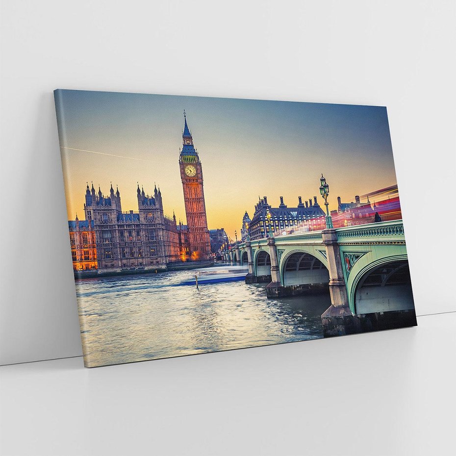 Obraz na płótnie 100x70 - Magiczny Londyn: Tamiza i Big Ben - Londyn, Tamiza