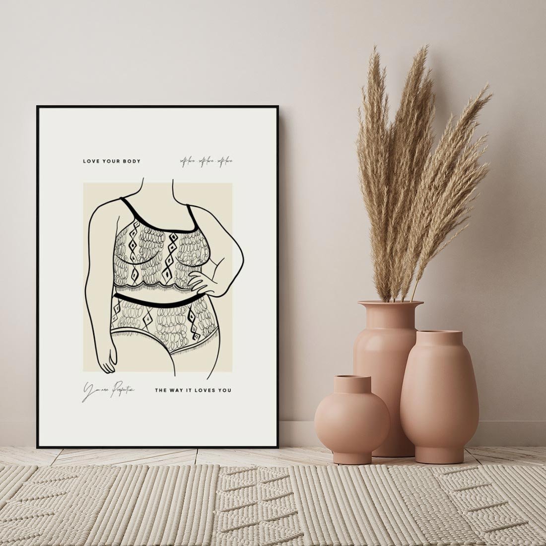 Obraz w ramie 50x70 - Spojrzenia Wewnętrznych Widoków - nowoczesna sztuka kobieca, plakat - rama czarna