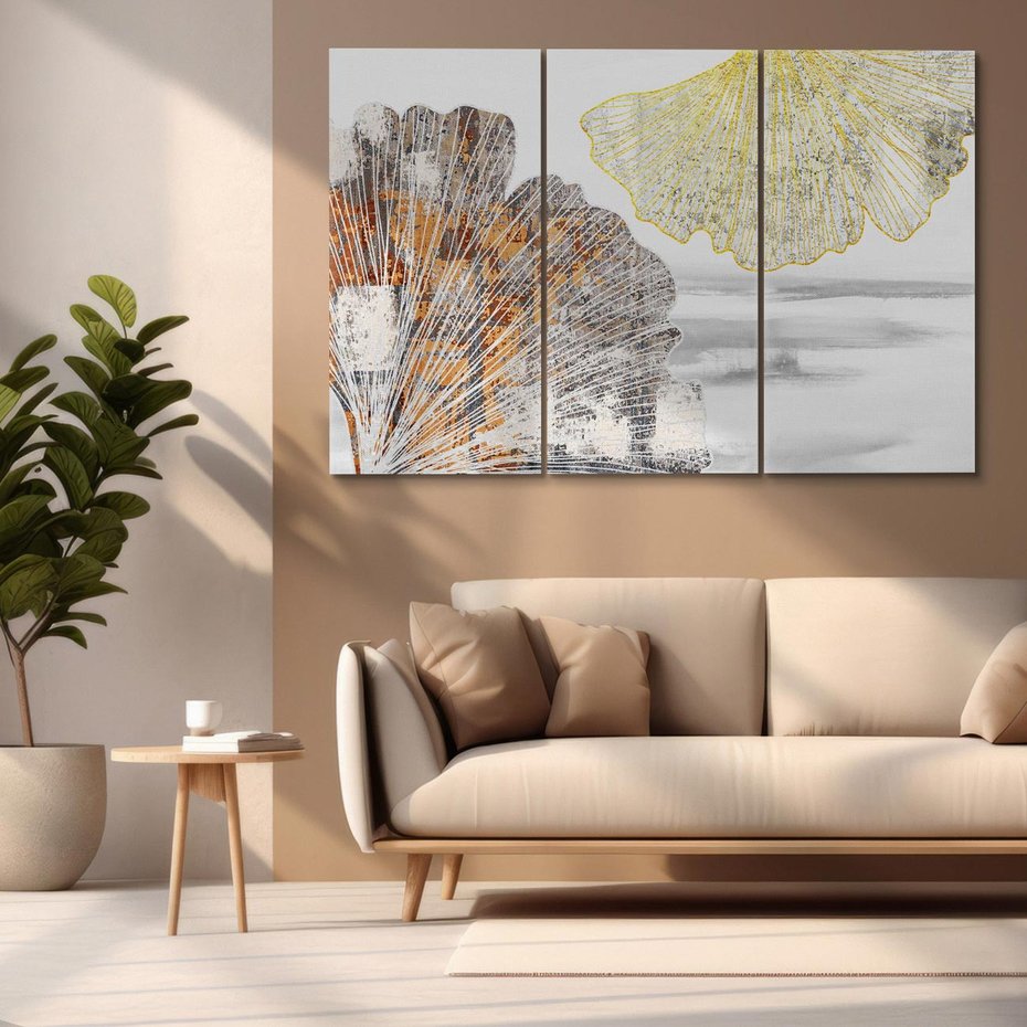 Obraz na płótnie 120x80 - Złote liście melancholii - liście miłorzębu, tekstura