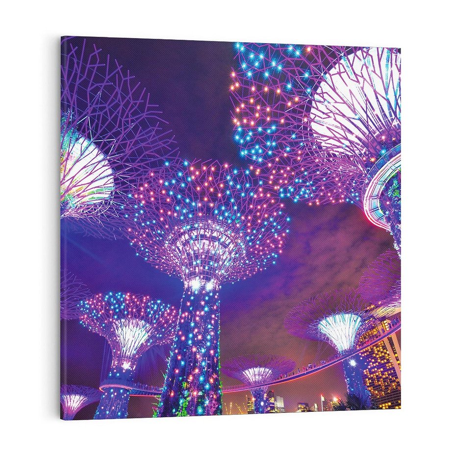 Obraz na płótnie 30x30 - Azja: nocne światła architektury - Azja, noc