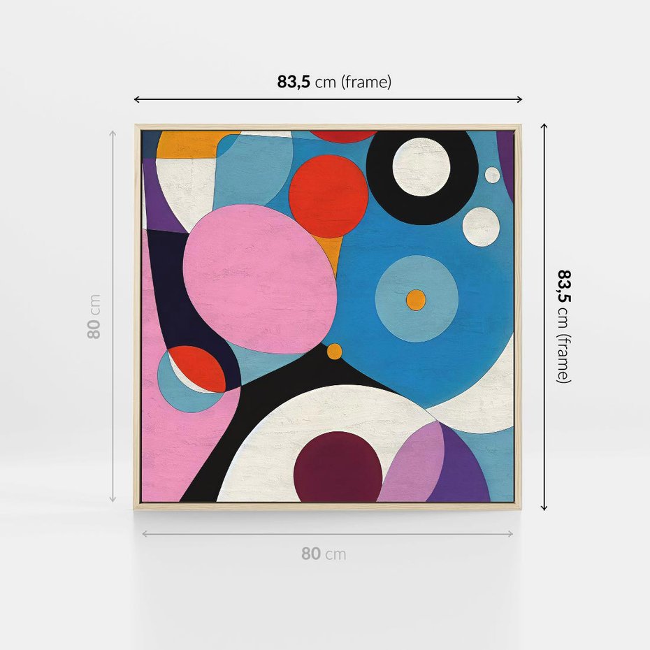 Obraz w ramie 80x80 - Kolorowe Ulotności - abstrakcyjny obraz olejny, żywe kolory - rama drewno