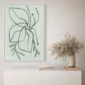 Obraz w ramie 80x120 - Energetyczne Odrodzenie Natury - abstrakcyjne delikatne zielone linie, podobne do gałęzi kwiatów - rama biała