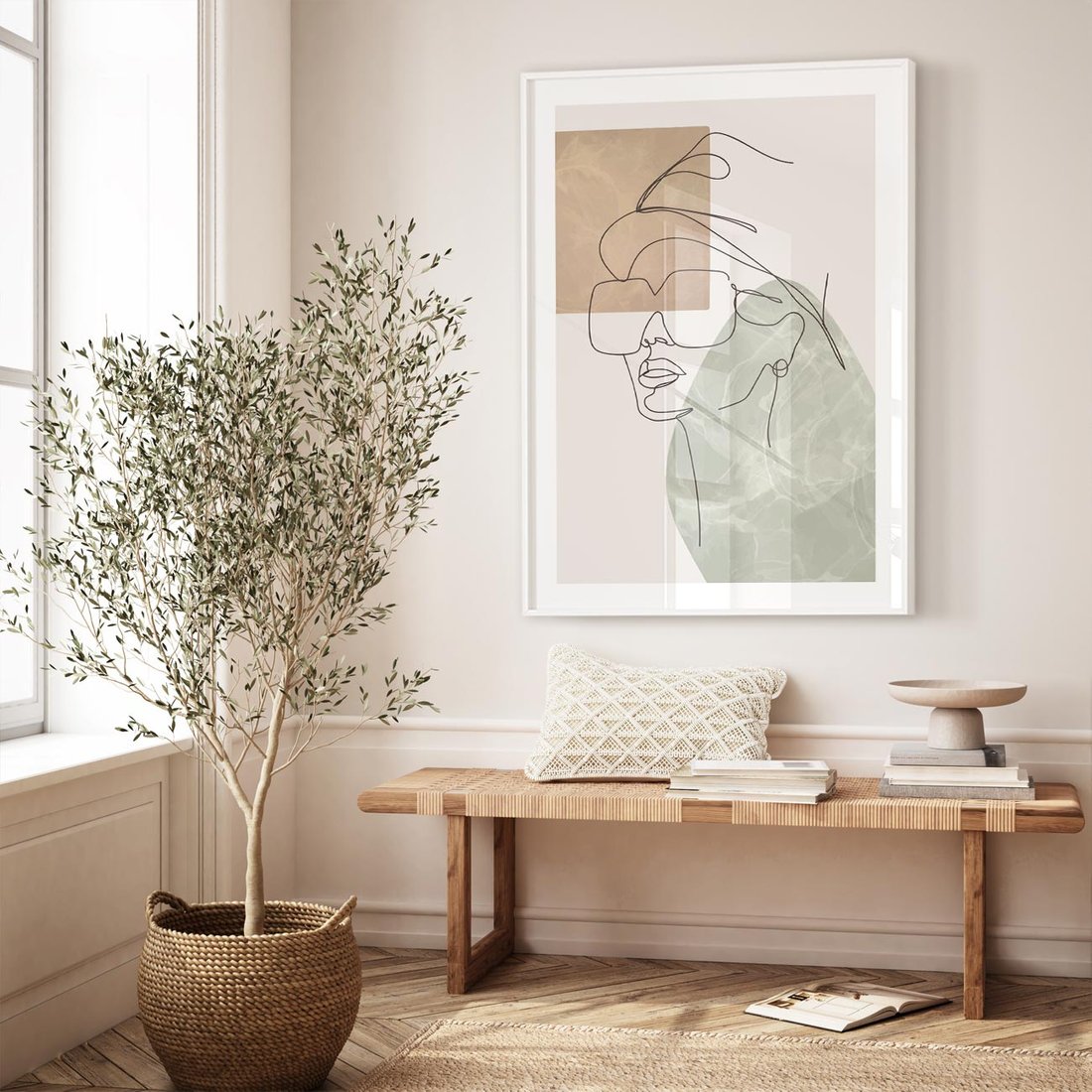 Plakat w ramie 40x50 - Geometria i Szkic - nowoczesny obraz, grafika - rama biała