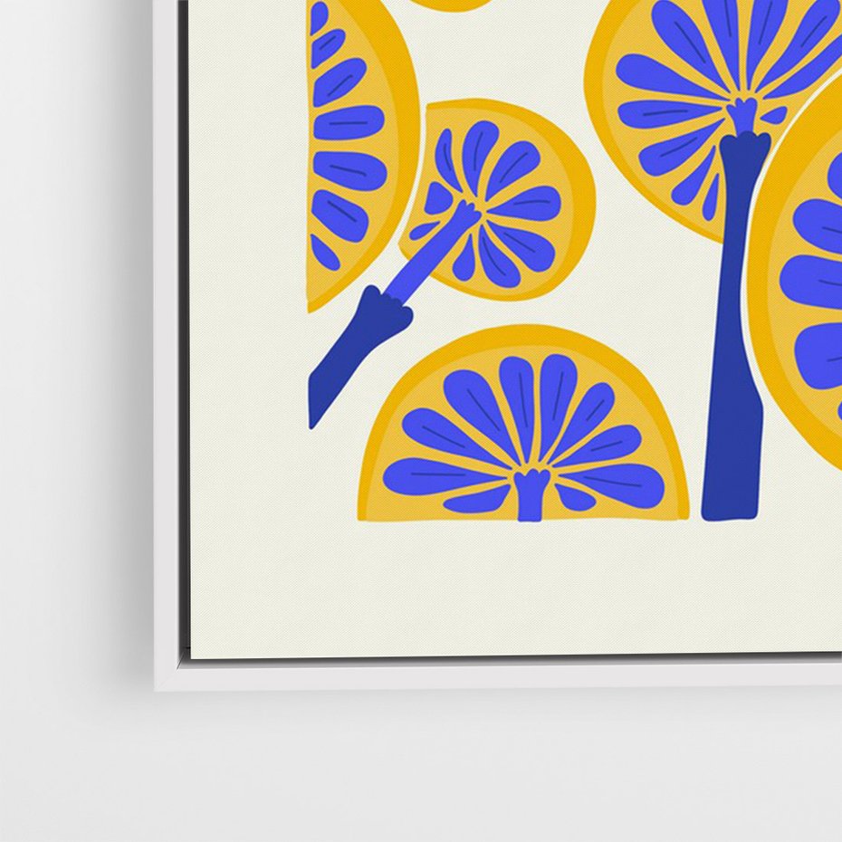 Obraz w ramie 50x70 - Malowane w słońcu - abstrakcyjna kompozycja, grzyby - rama biała