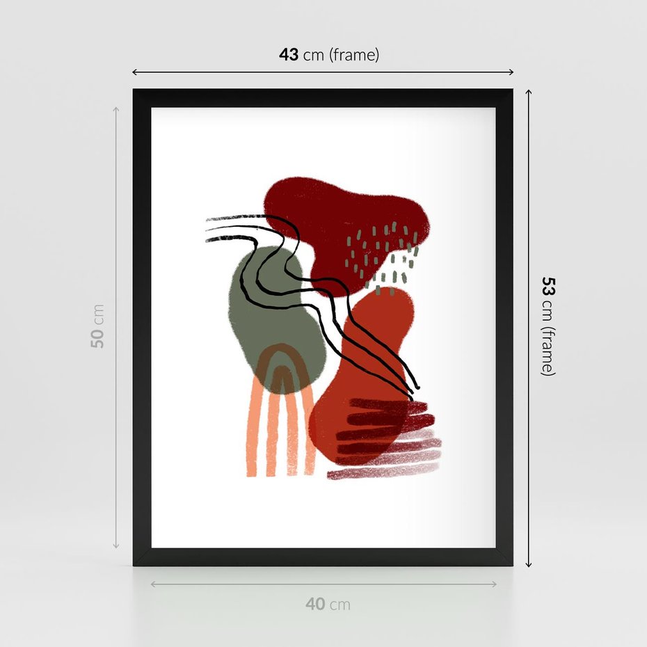 Plakat w ramie 40x50 - Boho Przenikanie - abstrakcyjna sztuka, boho kształty - rama czarna
