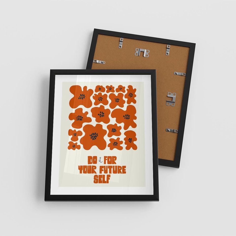 Plakat w ramie 40x50 - Taniec Kolorowych Promieni - self care, kompozycja kwiaty - rama czarna