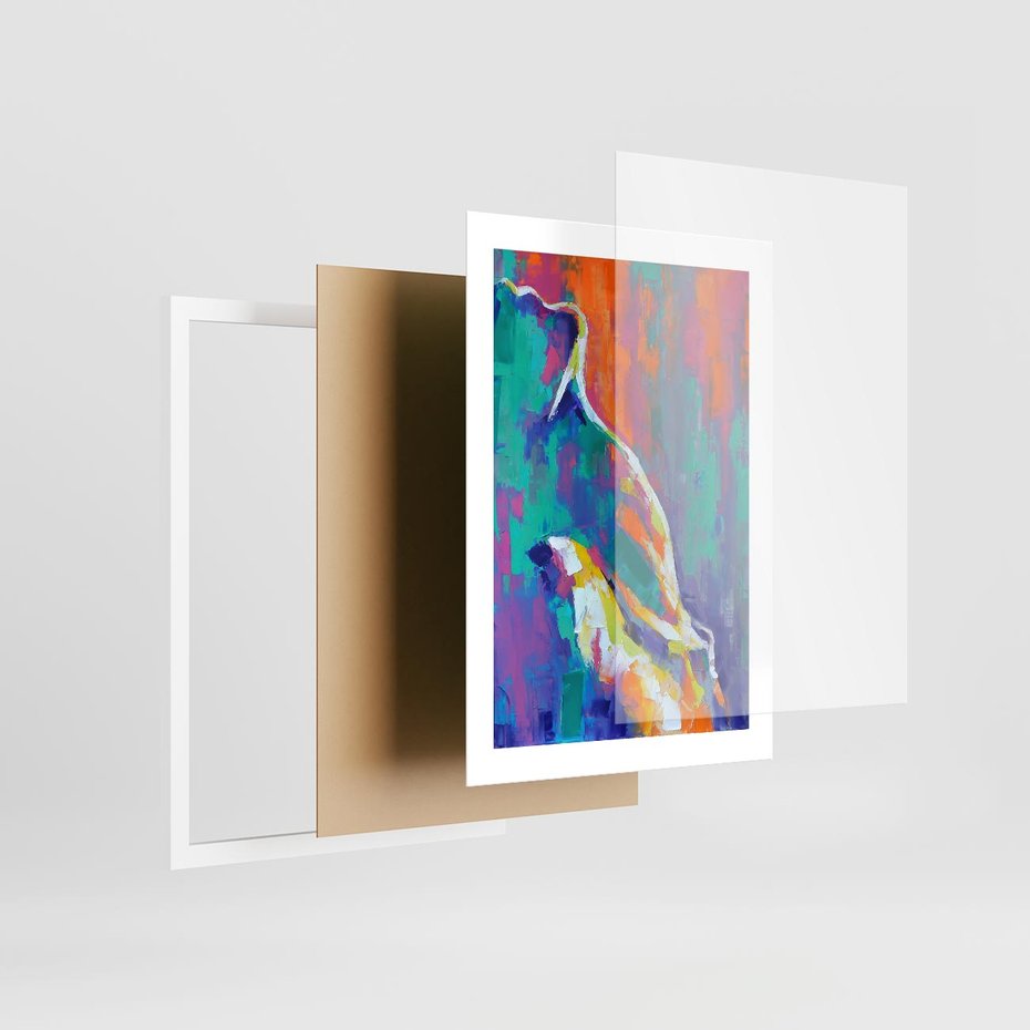 Plakat w ramie 30x40 - Olejne Wibrujące Emocje - abstrakcyjny obraz, różne kolorowe maźnięcia pędzla - rama biała
