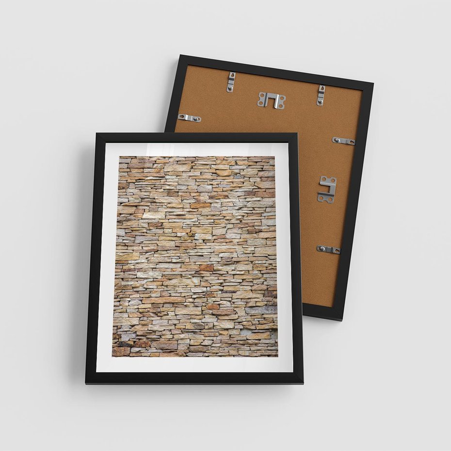 Plakat w ramie 40x50 - Mur z cegieł - surowa elegancja - mur, cegły - rama czarna