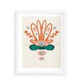 Plakat w ramie 40x50 - Harmonia Nienormalności - akwarelowe abstrakcyjne kształty, zieleń i pomarańcz - rama biała